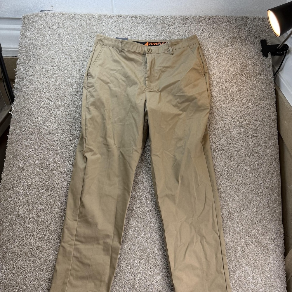 Architect Pants Mens 36x32 Beige Chino Classic Fit ActiveFlex Stretch Casual